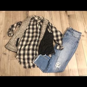 Women’s frayed plaid tunic